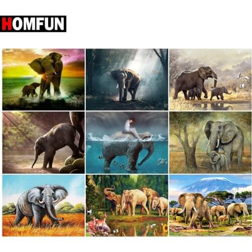 HOMFUN 5d Diamond Painting Full Square/Round "Elephant tree woman" Picture Of Rhinestone DIY Diamond Embroidery Home Decor
