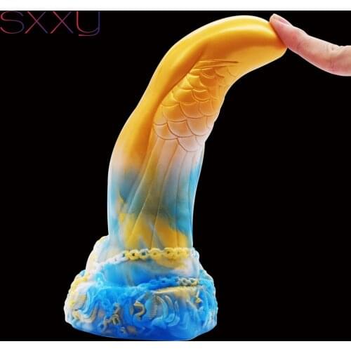 SXXY Phoenix Anal Dildo Ancient Mythical Beast Butt Plug Anus Massage G-Spot Clit Stimulator Flirting Sex Toy with Bondage Chain