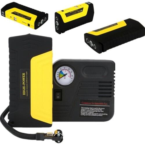 High Capacity Car booster jumper Jump Starter 4 USB Power Bank Emergency Charger for Petrol & Diesel Car with pump