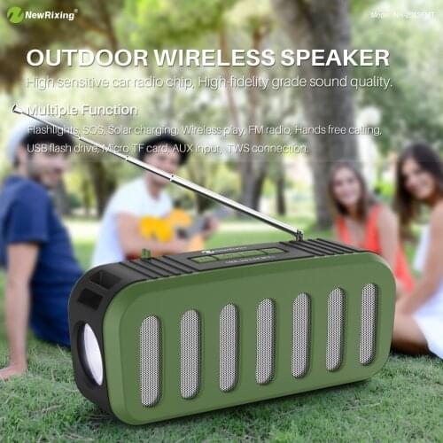 Wireless Bluetooth Speaker Solar Charging Picnic Travel Bicycling Flash Light Outdoor Support AUX FM Radio Portable Subwoofer