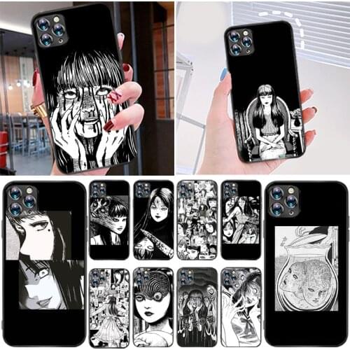 Junji Ito Tees Horror Cartoon Phone Case For iPhone 11 12 XR XS X Pro MAX 7 8 6 6S Plus SE 2020 Horror Comic Junji Ito Tomie
