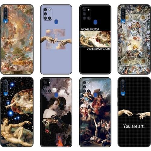 Black tpu Case For Samsung Galaxy A50 50S A30S A10 A01 A11 A21S A31 A41 A51 A71 M21 M30S S10 LITE Cover Art Fresco Michelangelo