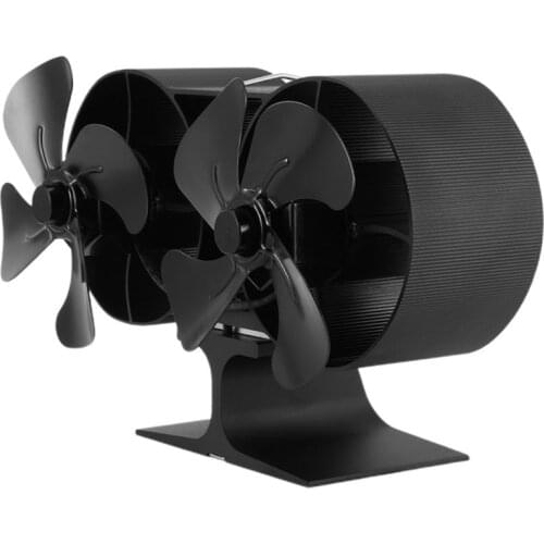 Dual Head 8 Blades Powered Stove Fan Aluminium Silent Eco-Friendly For Wood Log Burner Fireplace Fan