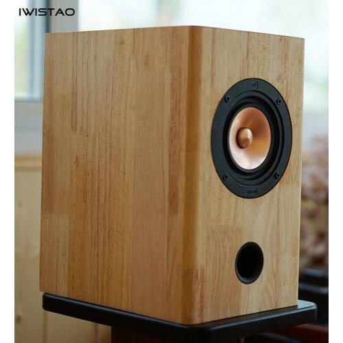 IWISTAO HIFI 4 Inch Finished Speaker Solid Wood Cabinet 1 Pair Inverted with Mark 4 inch Full Range Unit Metal Cone Audio