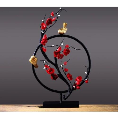 Chinese Plum Tea Room Flower Bird Zen Lucky Flowers Ornament Home Furnishing Decoration Crafts Office Desktop Mascot Figurines
