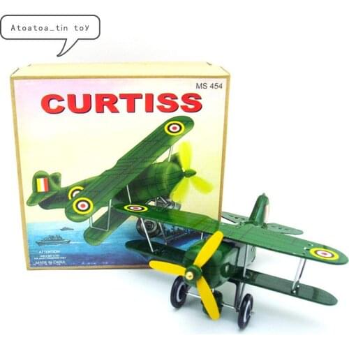 Classic aircrafe Tin Wind Up Clockwork Toys Airplane Model Wind-up Tin Toy For Children Adults Educational Collection Gifts