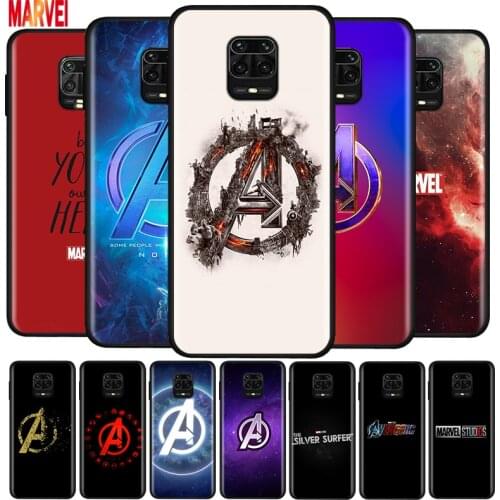 Marvel Avengers Logo Cool Soft TPU Cover For Xiaomi Redmi Note10 10S 9T 9S 9 8T 8 7 6 5A 5 4 4X Prime Pro Max Black Phone Case