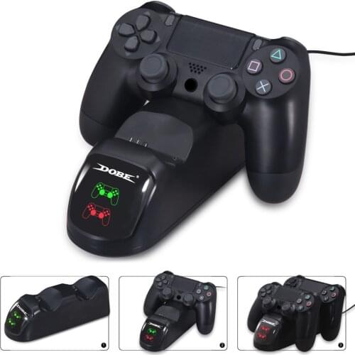 For PS4 Dual Ports Controller Joystick Handle USB Charger Stand Fast Charging Docking Station Gamepad for PS4 Slim Pro Base