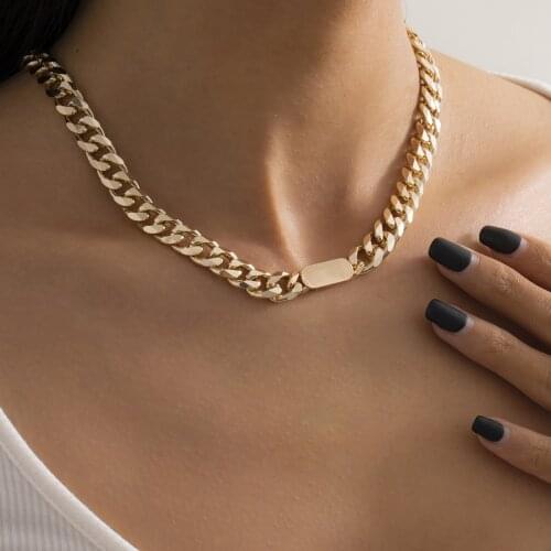 Fashion Punk Gold Silver Color Chain Choker Necklace Statement Womens Geometric Thick Chain Clavicle Necklace Bohemian Jewelry