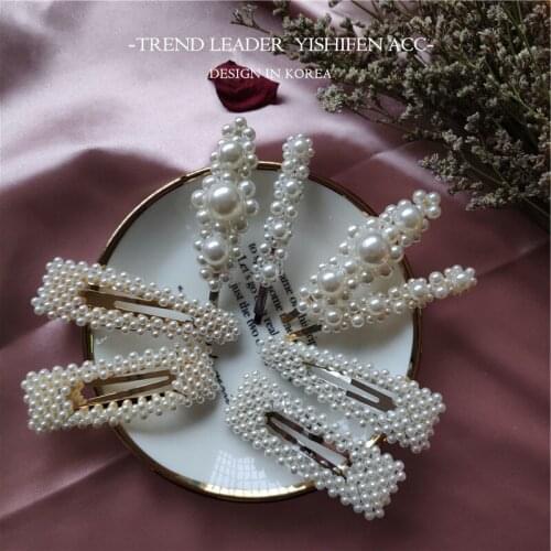 Fashion Jewelry Unique Style Pearls Duckbill Hair Clip Pin Ornament Wedding Hair Accessories Tiara Hair Jewelry for Women Girls