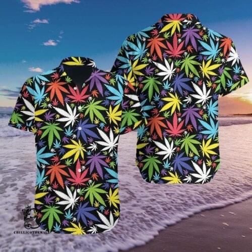 2021 New 3D Printing Color Weeds Hawaii Shirts Men Summer Short-sleeved Beach Shirt Men Shirts Oversize Camisa Masculina 5XL