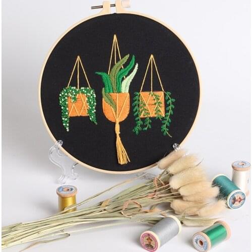 DIY Ribbon Flowers Plant Pattern Embroidery Set for Beginner Needlework Kits Cross Stitch Series Arts Crafts Sewing Decoration