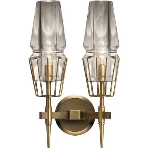 New Modern Claridges Brass Glass Double Sconce Dinning Room Restaurant Living Room Led Lighting Wall Lamp