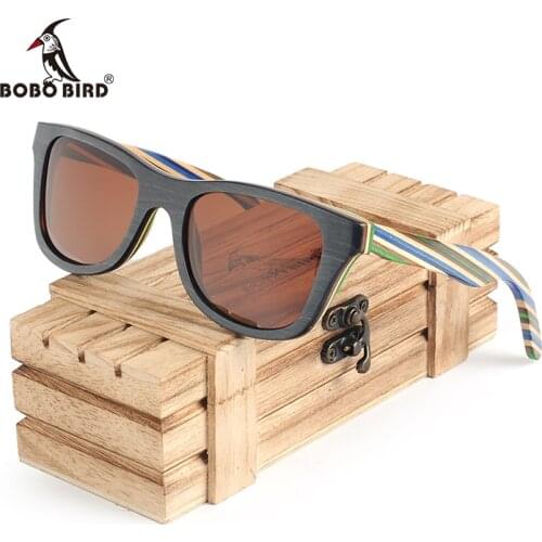 BOBO BIRD Colorful Frame Sunglasses Women Polarized Fashionable Vintage Wooden Glasses For Gift oculos de sol feminino AG011