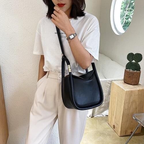 Solid Color PU Leather Bucket Bags For Women 2020 Summer Simple Ladies Crossbody Shoulder Handbags Lady Fashion bags