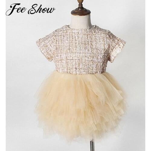 FEESHOW Baby Girls Princess Dress Winter Clasic Short sleeves Kids Clothing Autumn For Birthday Party Designed Infant Vestidos