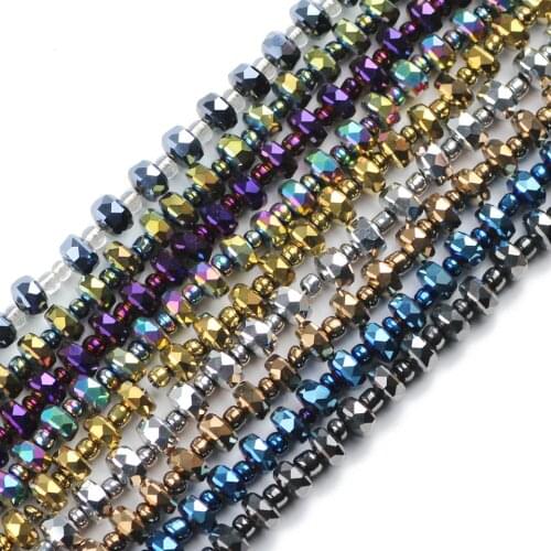 JHNBY Wheels shape Flat round Austrian crystal beads 50pcs 4*6mm plated color Loose beads for women Jewelry bracelets making DIY