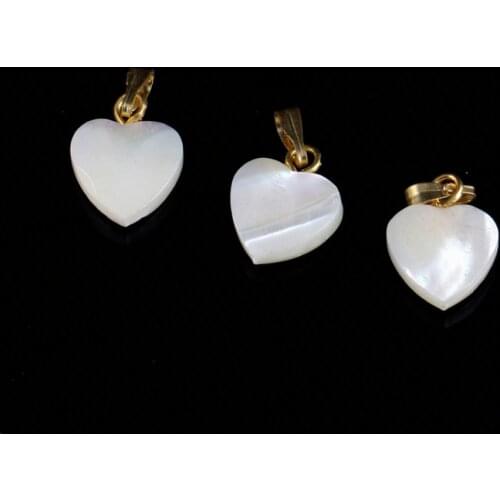 Fashion 1Pcs Natural Mother of Pearl White Shell Pendants Heart Shape Pendant Charms For Jewelry Making Necklace Accessories