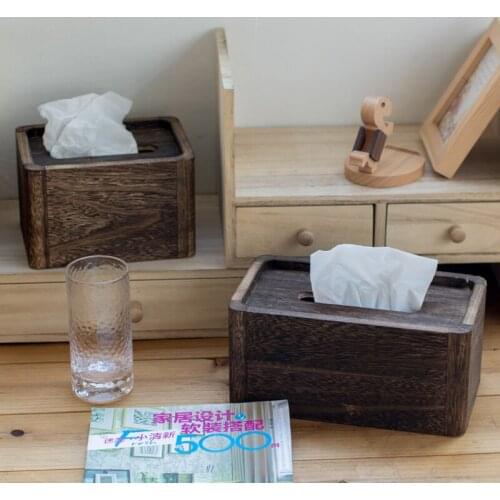 Simple solid wood tissue box paper drawer antique Tung wood household hotel removable tissue holder Japanese storge towel box