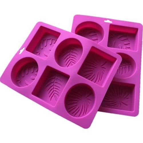 Leaf Shape Silicone Soap Molds 6 Cavity 3 Leaves Style Rectangle Handmade Craft 3D Soap Moulds Chocolate Cake Baking Soap Making