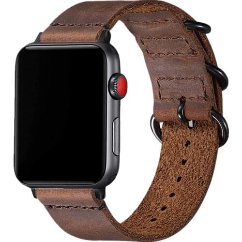 Watchband Leather Matte Belt Metal Three Buckle Watch Strap for Apple Watch SE Series 6 5 4 3 2 1 Band 44 40 42 38mm Wristband