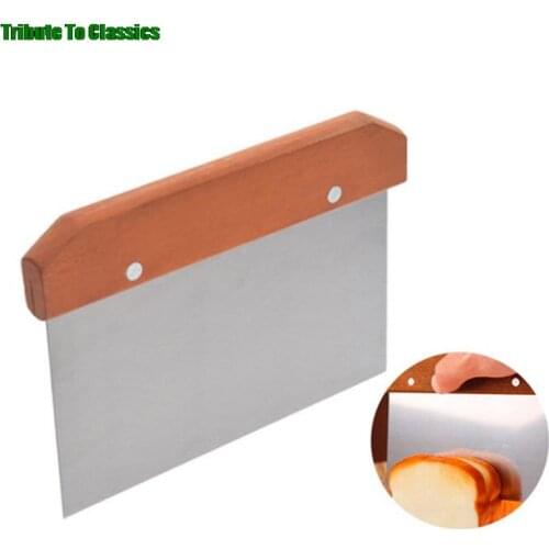 With Wood Handle Stainless Steel Pastry Chopper Baking Pasta Spatula Pastry Dough Scraper