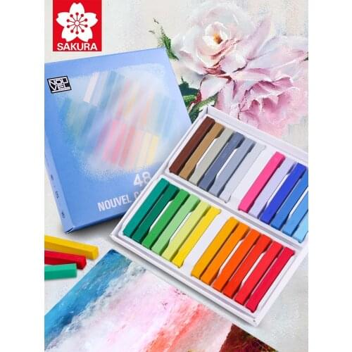 Sakura NCT Pastels Color Chalk Bright Pearl Powder Stick Flash Brush Sketch Pastel Coloring Crayons 12/24/48 Colors Set Art