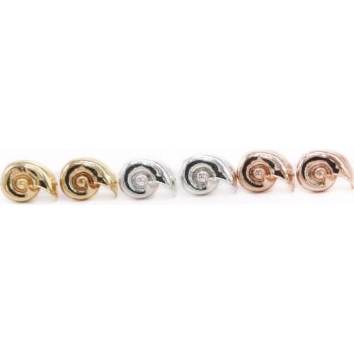 Trendy Conch Stud Earrings Cute Snail Shell Pattern Gold White Rose Three Color Optional Suitable for Men And Women