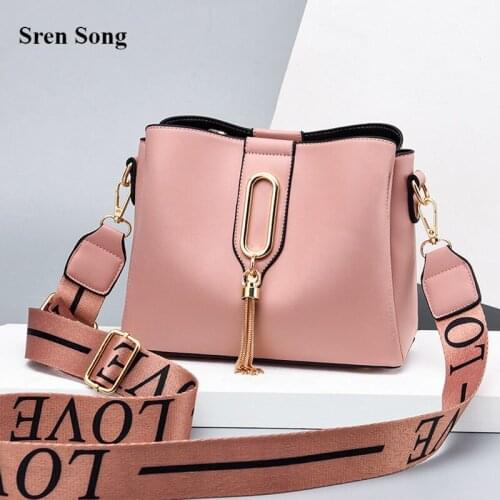 Leather Women Handbags Fashion Girls Top-Handle Bucket Shoulder Bags Soft Pu Female Crossbody Bags Women Solid Color Tassel Bags