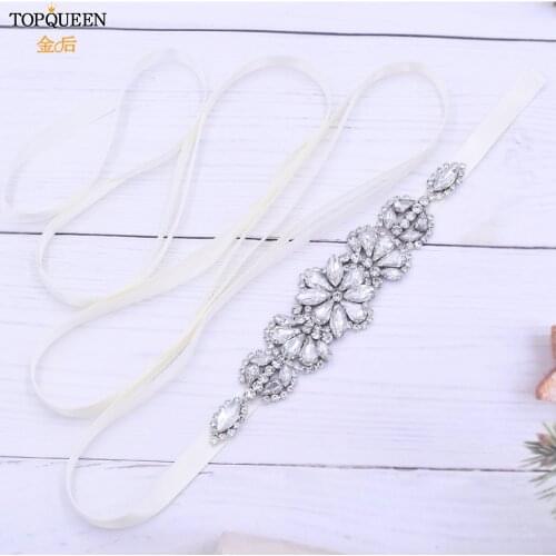 TOPQUEEN S464 Luxury Rhinestone Jeweled Belt Shiny Belts for Women Dress Wedding Dress Belt Bridal Wedding Accessories for Bride
