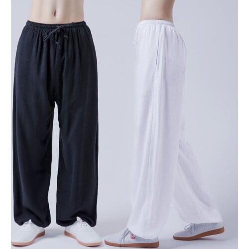 Unisex spring&Summer cotton&linen martial arts kung fu bloomers wushu trousers Tai chi taijiquan training pants rose/blue/black