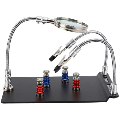 Soldering Helping Hands Magnetic Circuit Clamp Plate x3 Magnifier Base Plate Repair Tool Accessory Suitable for Thickness 0