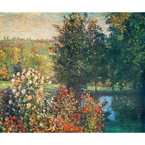 High quality Oil painting Canvas Reproductions Roses in the Hoshede`s Garden at Montregon By Claude Monet Painting hand painted