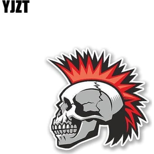 YJZT 9.5CM*9.5CM Personality Mohawk Skull USA Punk Car Stciker Motorcycle Decal 6-0114