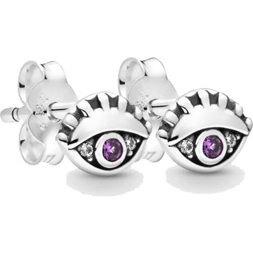 Original Me Collection My Eye Ball Stud Earrings With Crystal For Women 925 Sterling Silver Earring Wedding DIY Europe Jewelry