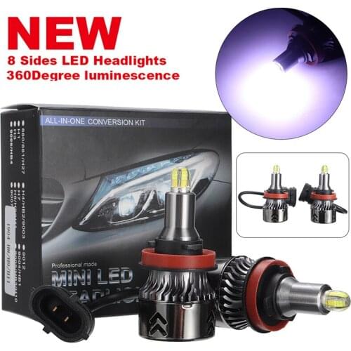 2pcs 9-36V 8 Side 110W 30000LM H8 H9 H11 Car Auto Canbus LED Headlight Lamp White 6000K Head Light For Truck SUV RV Accessories