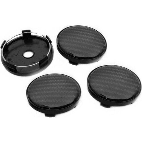 4x Black Carbon fiber ABS Decorative Cover Car Wheel Center Hub Caps 60mm/58mm