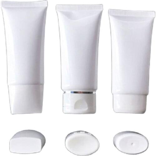 50ml 50g Cosmetic Soft Tube Empty Cosmetic Containers Hand Cream Container Travel Bottle Refillable Squeeze Tube White 50pcs/lot