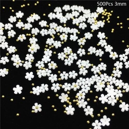 500pc/bag Acrylic Flower Nail Art Decoration Mixed Size White Rhinestones Silver Gem Manicure Tool Accessories For Nail Design