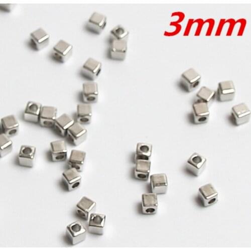 500pcs 3mm silver Color Acrylic Square Cube Spacer Beads For Jewelry Making DIY Necklace Bracelet