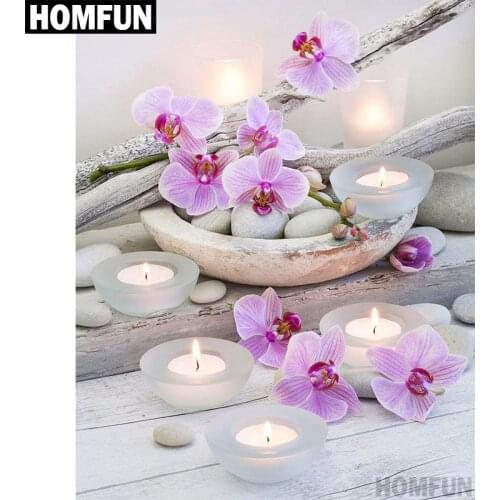 HOMFUN Full Square/Round Drill 5D DIY Diamond Painting "Orchid Stone" 3D Embroidery Cross Stitch 5D Home Decor A00722