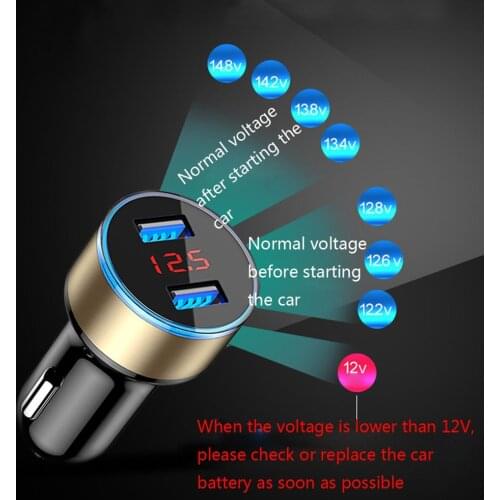 5V 3.1A Quick Charge Dual USB Port Car Charger LED Display Cigarette Lighter Phone Adapter