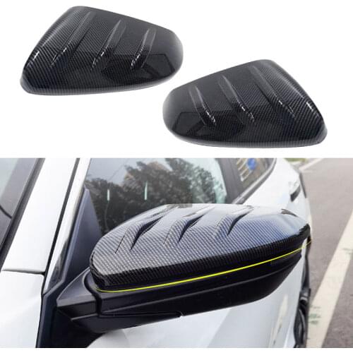Beler 1Pair ABS Carbon Fiber Style Side Door Rearview Mirror Cover Trim Cap Fit For Honda Civic 2016 2017 2018 2019 2020 Black