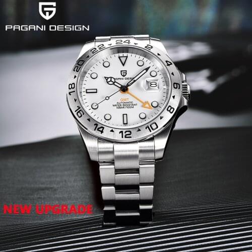 2021 PAGANI DESIGN New Upgrade GMT Automatic Mechanical Clock 316L Stainless Steel 100m Waterproof Mens Watch Reroj Hombre
