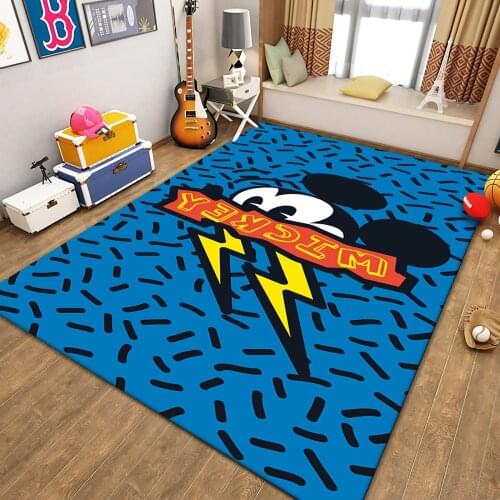 Disney Blue Mickey Play Mat Geometric Carpet Living Room Bedside Queen Childrens Play Area Carpet Childrens Room