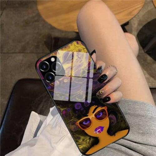 Galaxy Girl Purple Phone Case Glass Phone Case For iphone 12 11 Pro Max XS XR X 8 7 Plus SE2 Case