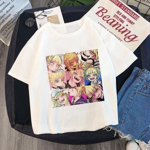 Ahegao Harajuku Print T Shirt Women My Hero Academia Anime Senpai T-shirt Hentai Himiko Toga Tshirt Graphic Tops Tees Female
