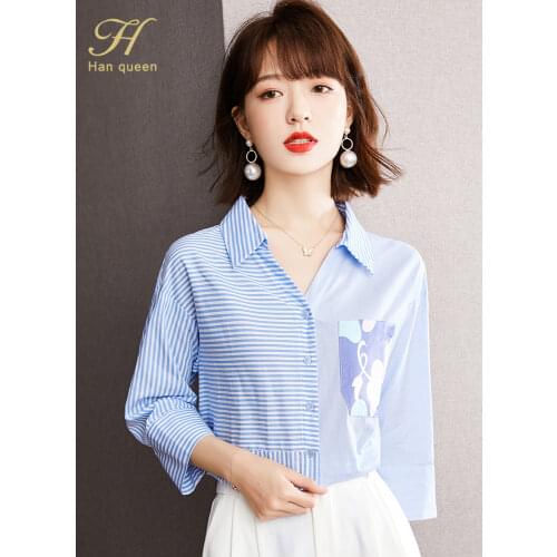 Женские рубашки в полоску H Han Queen China At AliExpress