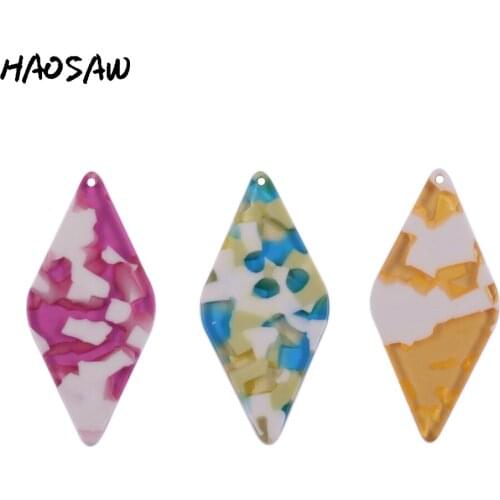 HAOSAW 24*52MM 4Pcs/Lot Acetic Acid Charm/Rhombus Shape/DIY Jewelry Making/Jewelry Accessory/Hand Made/Earring Findings