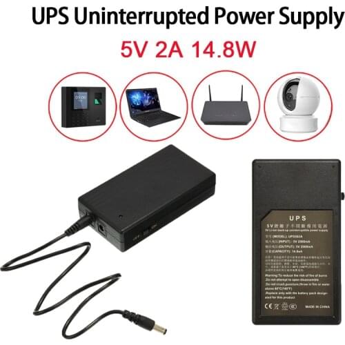 Uninterruptible Power Supply 5V 2A 14.8W Multipurpose Mini UPS Battery Backup Security Standby Power Supply Camera Router For